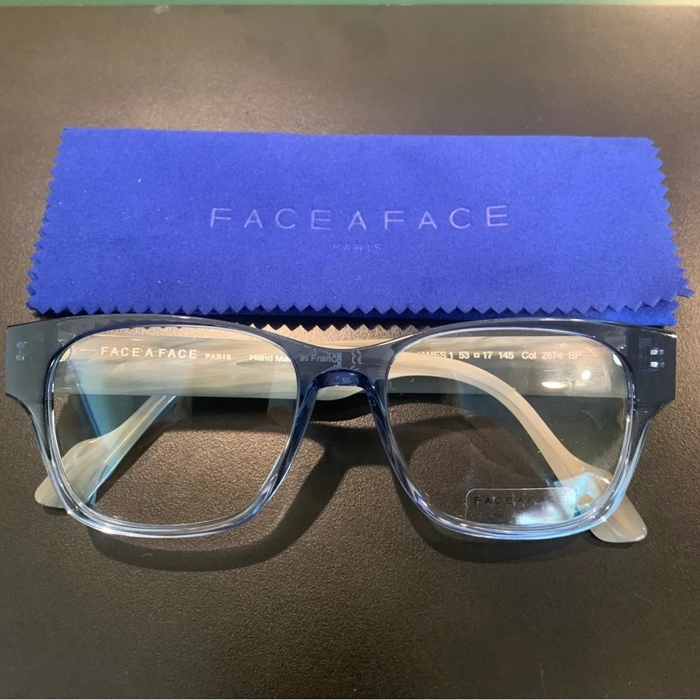 FACE A FACE JAMES 1 Col. 2674 Blue & Beige 53mm Square Eyeglasses